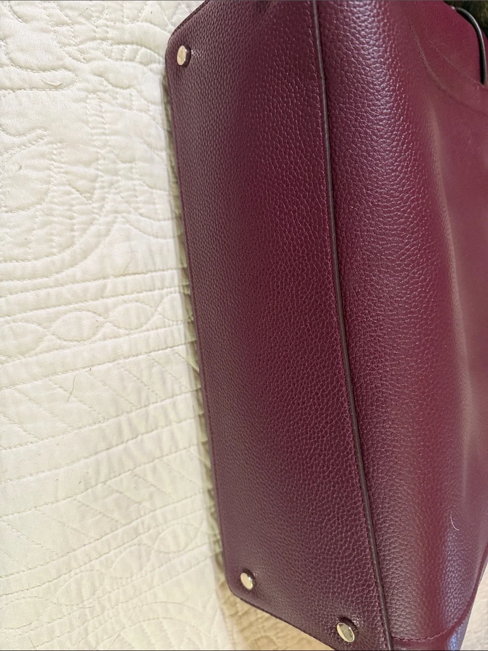 kate spade pebbled leather burgundy tote